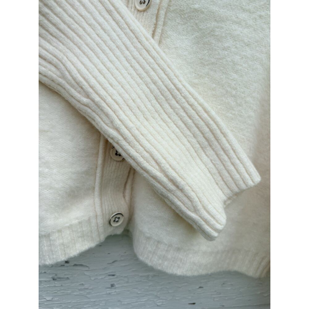Pilcro Cardigan Sweater Ivory Wool Blend Ultra-soft Womens S Roll Cuff Lagenlook - Picture 2 of 4